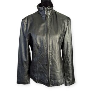 Black Genuine Leather Jacket Size Medium